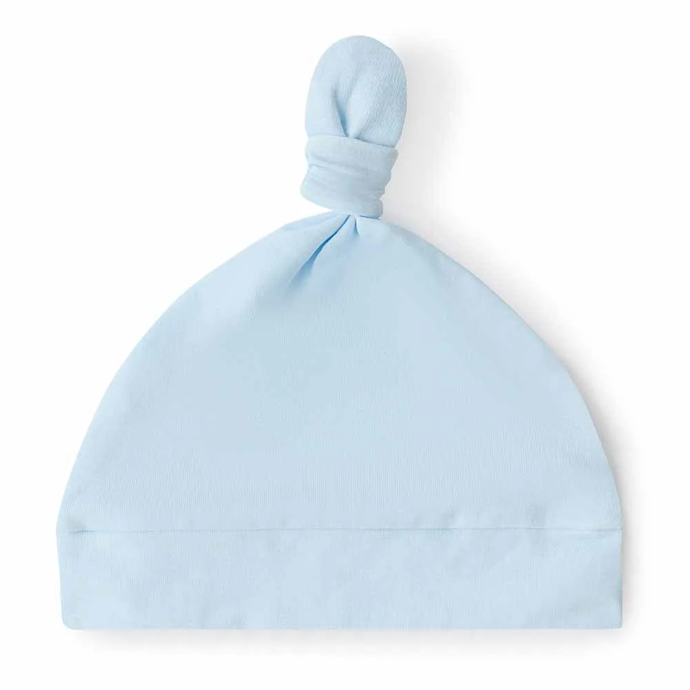 Snuggle Hunny Jersey Organic Knotted Beanie |Baby Blue