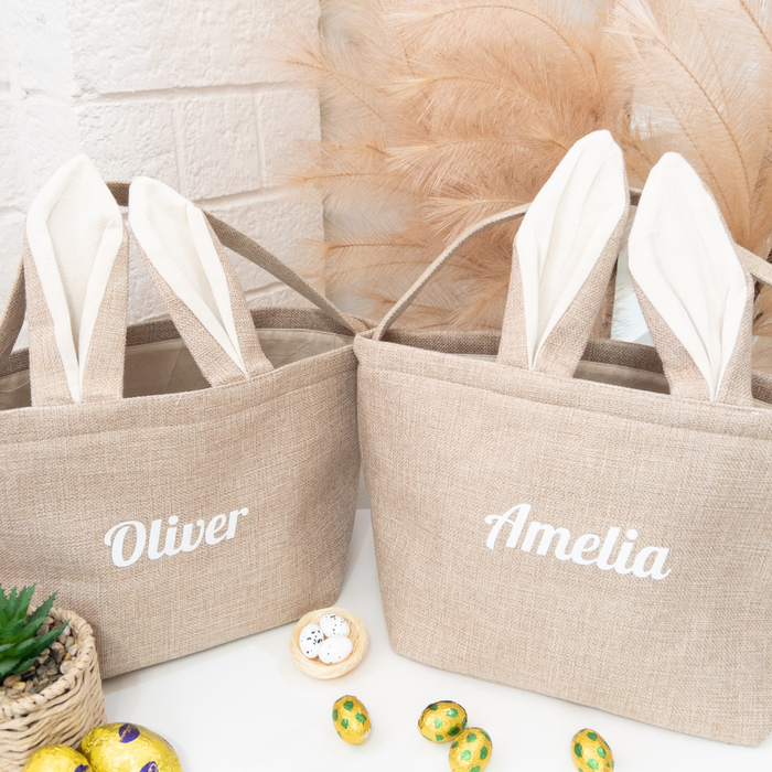 Personalised Easter Basket - Neutral Burlap