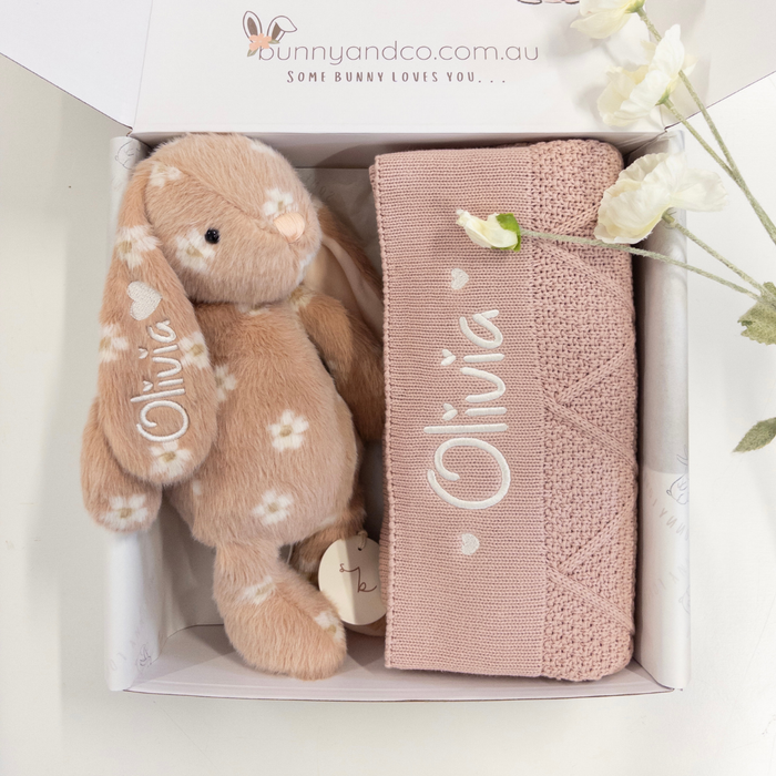 Personalised Bunny & Blanket Gift Hamper - Rosie