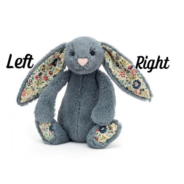 Personalised Jellycat Bunny SMALL - Dusky Blue Blossom