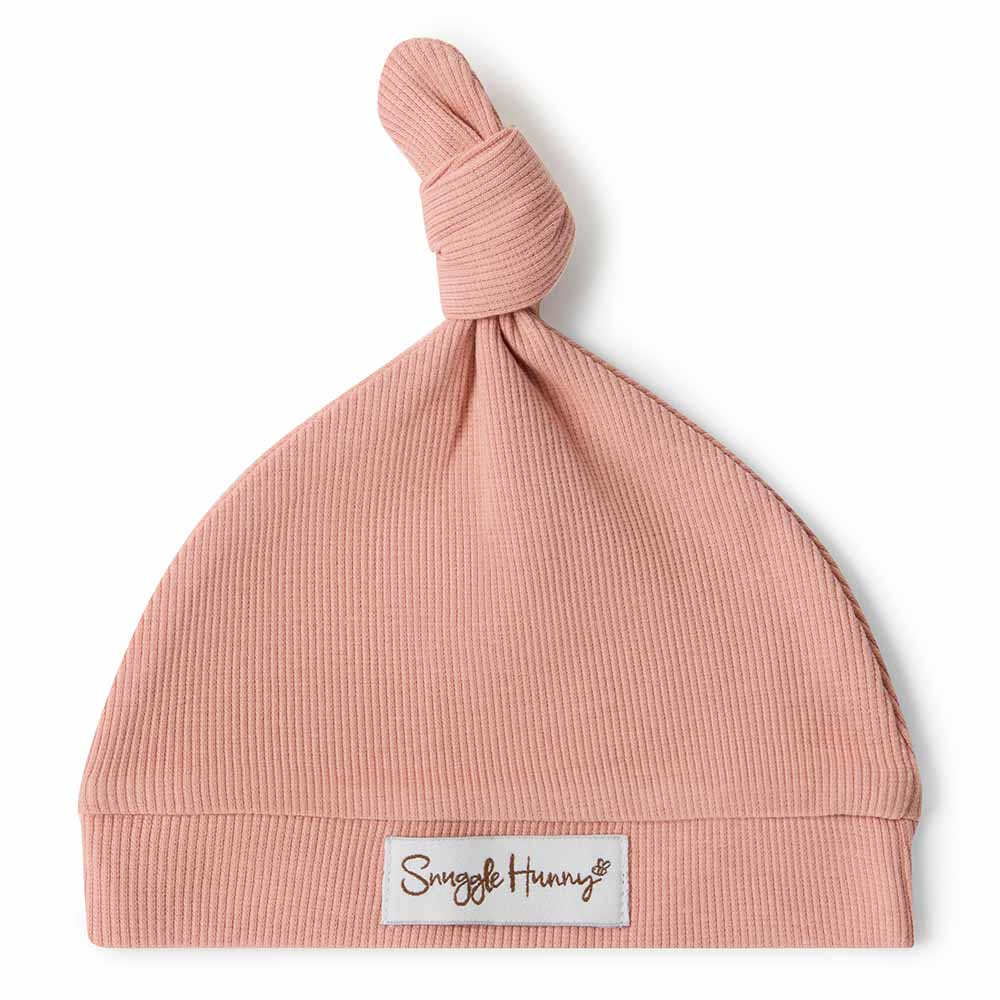 Snuggle Hunny Ribbed Organic Knotted Beanie | Rose