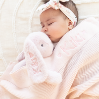 Personalised 100% Cotton Knit Baby Blanket - Light Pink
