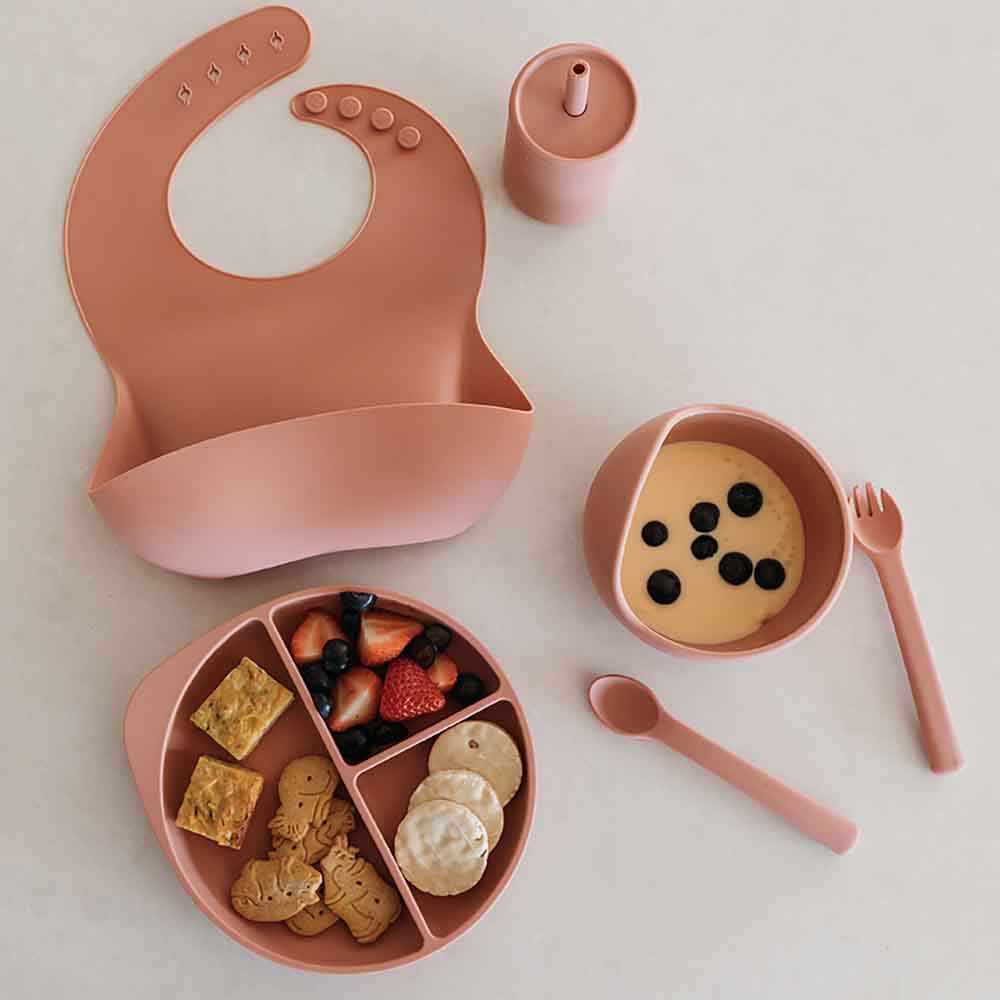 Snuggle Hunny Silicone Spoon and Fork Set | Rose