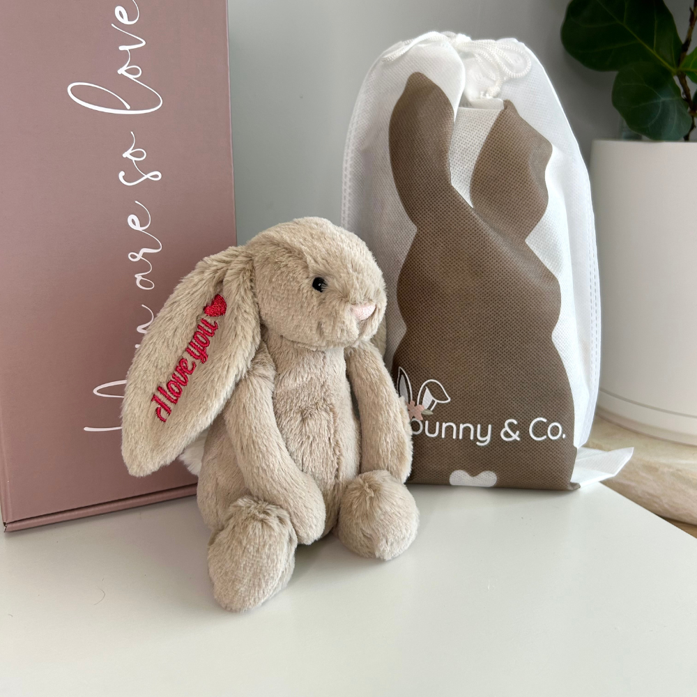 Valentines Day Gift - Personalised Beige Jellycat Bunny (SMALL)