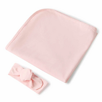 Snuggle Hunny Jersey Wrap & Topknot Set | Baby Pink