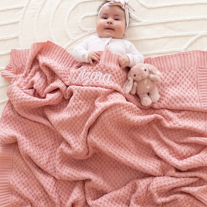 Snuggle Hunny - Personalised Knit Blanket | Rosa