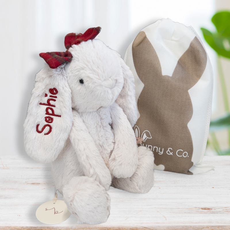 Jamie Kay Snuggle Bunnies - Penelope Red Bow 30cm