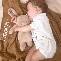 SAME-DAY Personalised Diamond Knit Blanket & Bunny Gift Box - Caramel