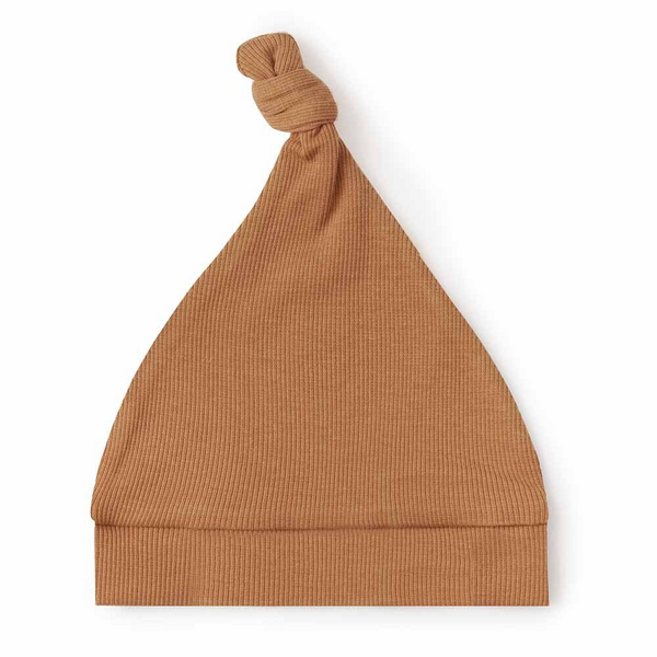 Snuggle Hunny Ribbed Organic Knotted Beanie | Chestnut