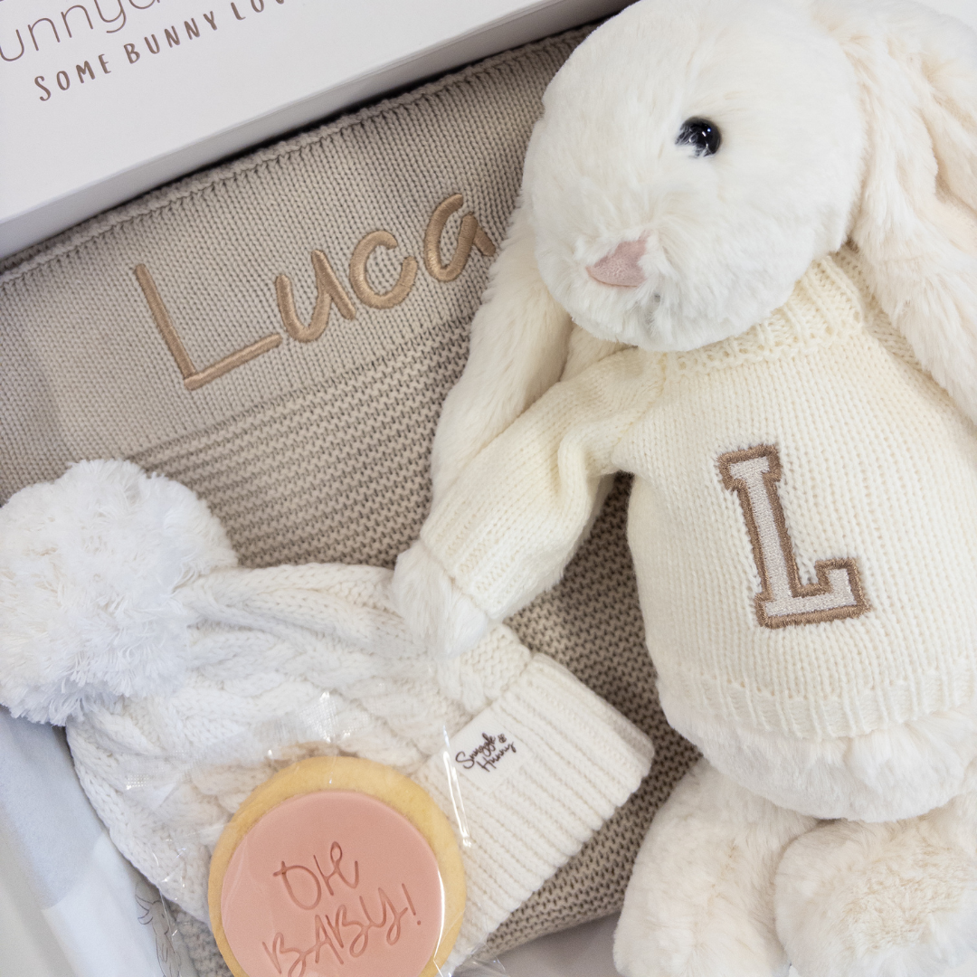 Personalised Stone Blanket & Jellycat Bunny