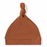 Snuggle Hunny Ribbed Organic Knotted Beanie | Biscuit