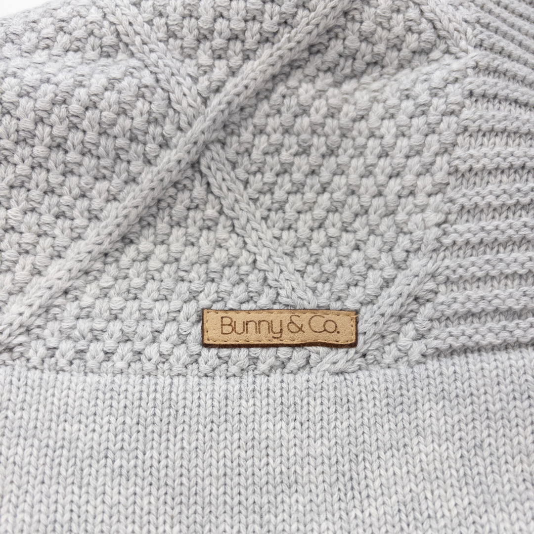 Personalised Diamond Knit Baby Blanket - Grey Marle