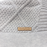 Personalised Diamond Knit Baby Blanket - Grey Marle