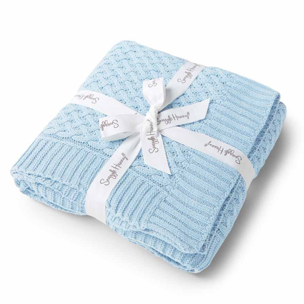 Snuggle Hunny - Personalised Knit Blanket | Baby Blue