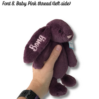 Personalised Small Plum Jellycat Bunny Gift Set