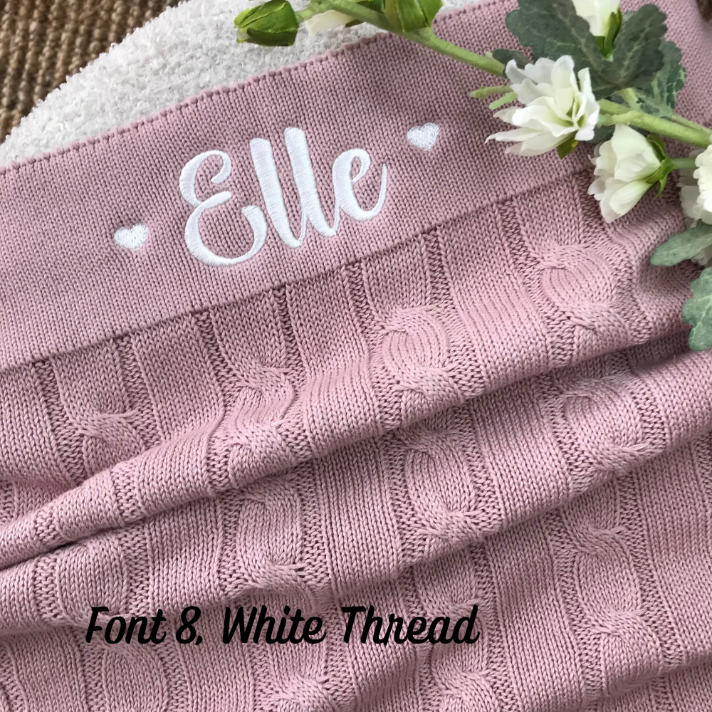 Personalised Cable Knit Baby Blanket - Mauve
