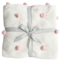 Alimrose Pom Pom Baby Blanket  - Pink Ivory