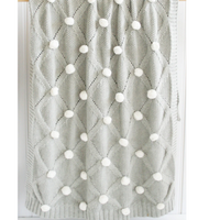 Alimrose Pom Pom Baby Blanket  - Grey & Ivory