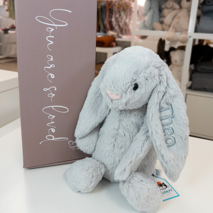 Personalised Medium Jellycat Bunny - Silver