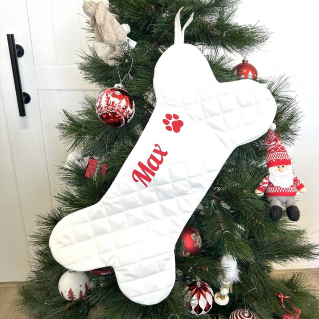 Personalised Puppy Christmas Stocking - Bone