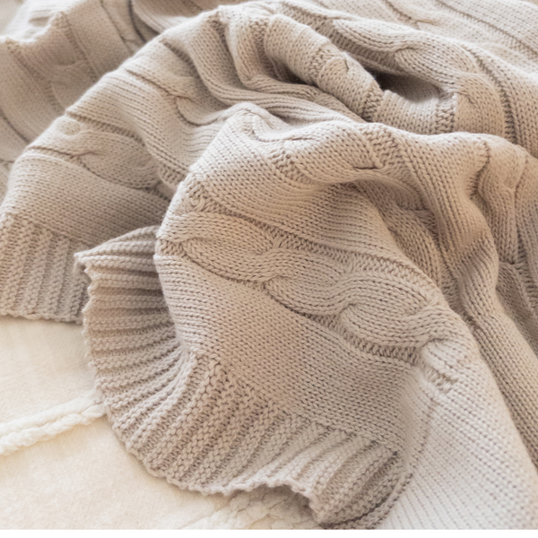 Personalised Baby Blanket - Stone Cable Knit