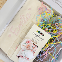 Personalised Baby Girl Blanket Gift Hamper - Blush Jellycat Bunny