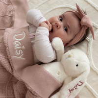 Personalised Diamond Knit Baby Blanket - Rosewater