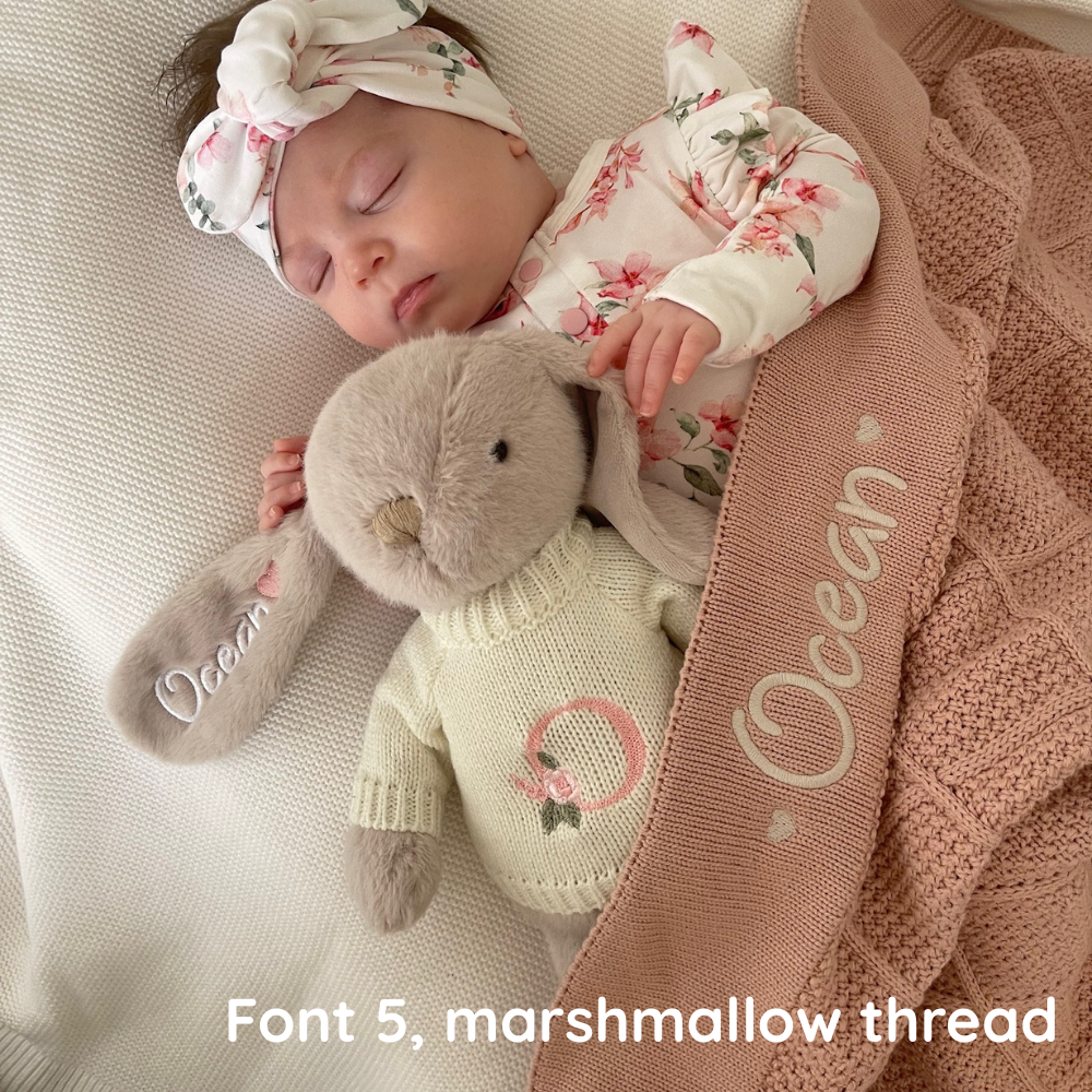 Personalised Diamond Knit Baby Blanket - Rosewater