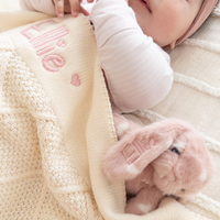 Personalised Diamond Knit Baby Blanket - Milk