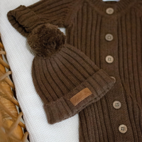 Little B's Knitted Cotton Rib Beanie - Chocolate