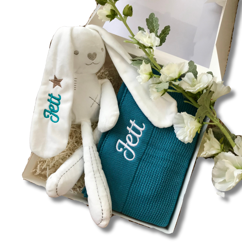 Patches Bunny & Teal Blue Blanket Gift Hamper