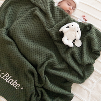 Snuggle Hunny - Personalised Knit Blanket | Olive