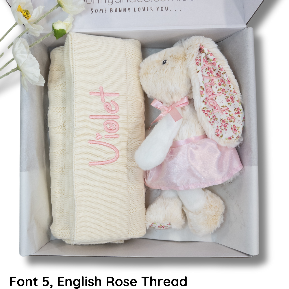 Personalised Newborn Gift Set - Small Ballerina Frankie Bunny & Cream Blanket