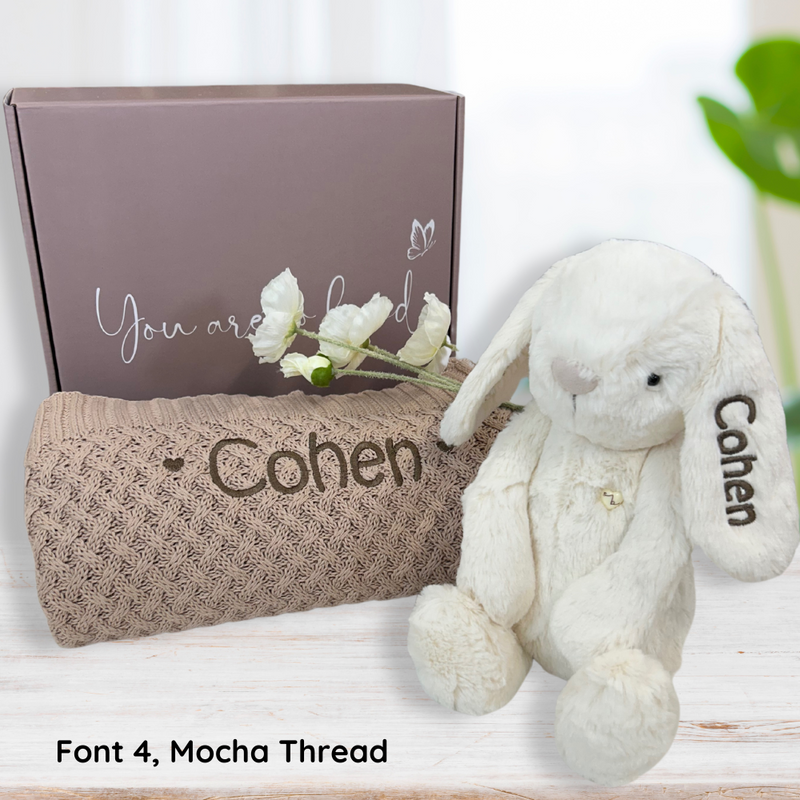 Personalised Snuggle Hunny Blanket & Marshmallow Snuggle Bunny