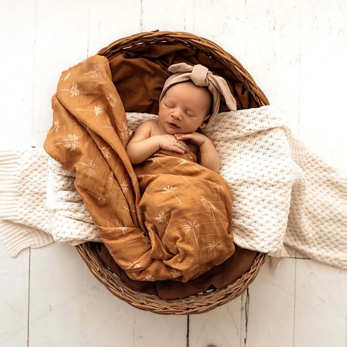 Snuggle Hunny Organic Muslin Wrap | Bronze Palm