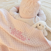 Snuggle Hunny - Personalised Knit Blanket | Baby Pink