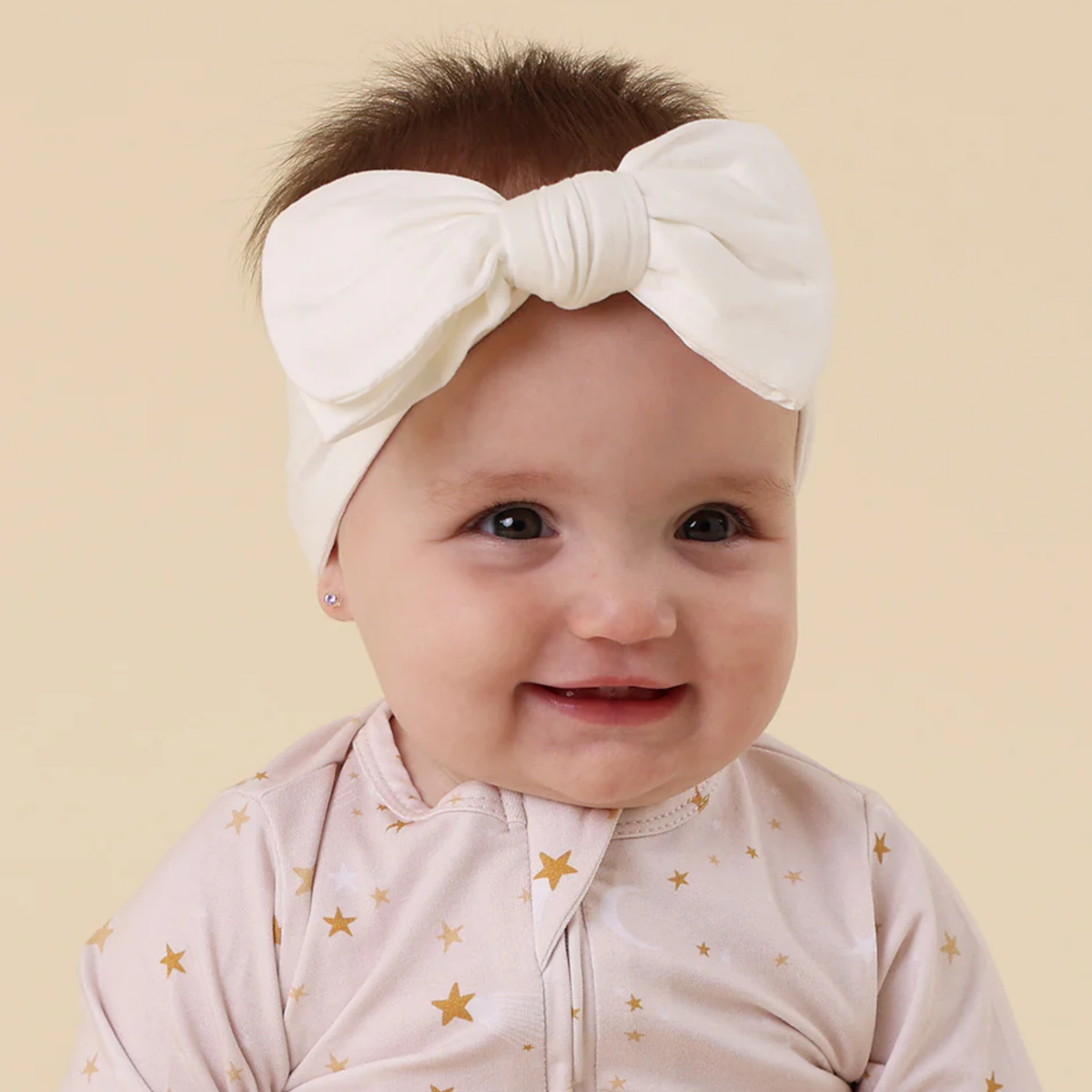 Snuggle Hunny Topknot Oversized Bow- Milk