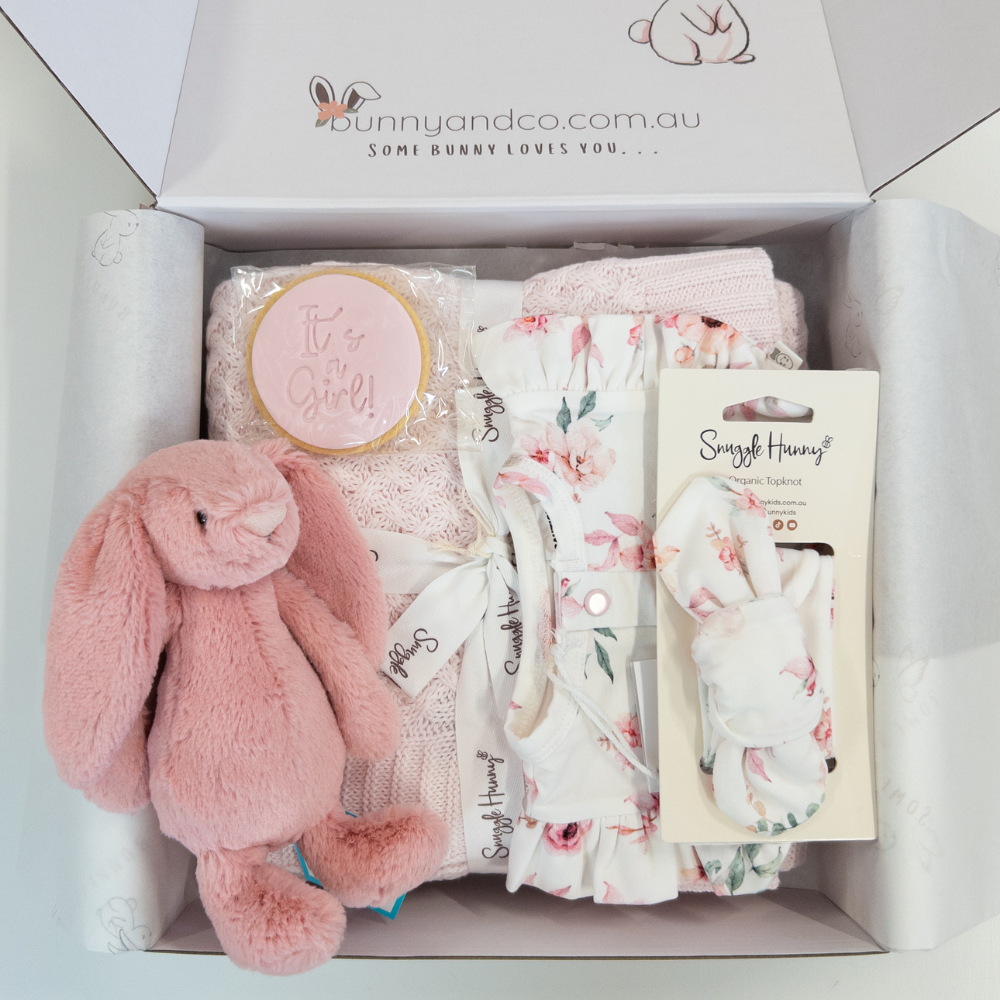 Personalised Small Petal Jellycat Bunny & Snuggle Hunny Gift Hamper (NEW!)