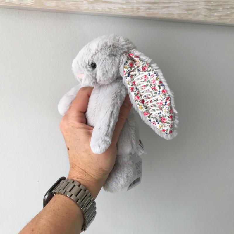 Personalised Silver Blossom Jellycat Bunny Gift Hamper