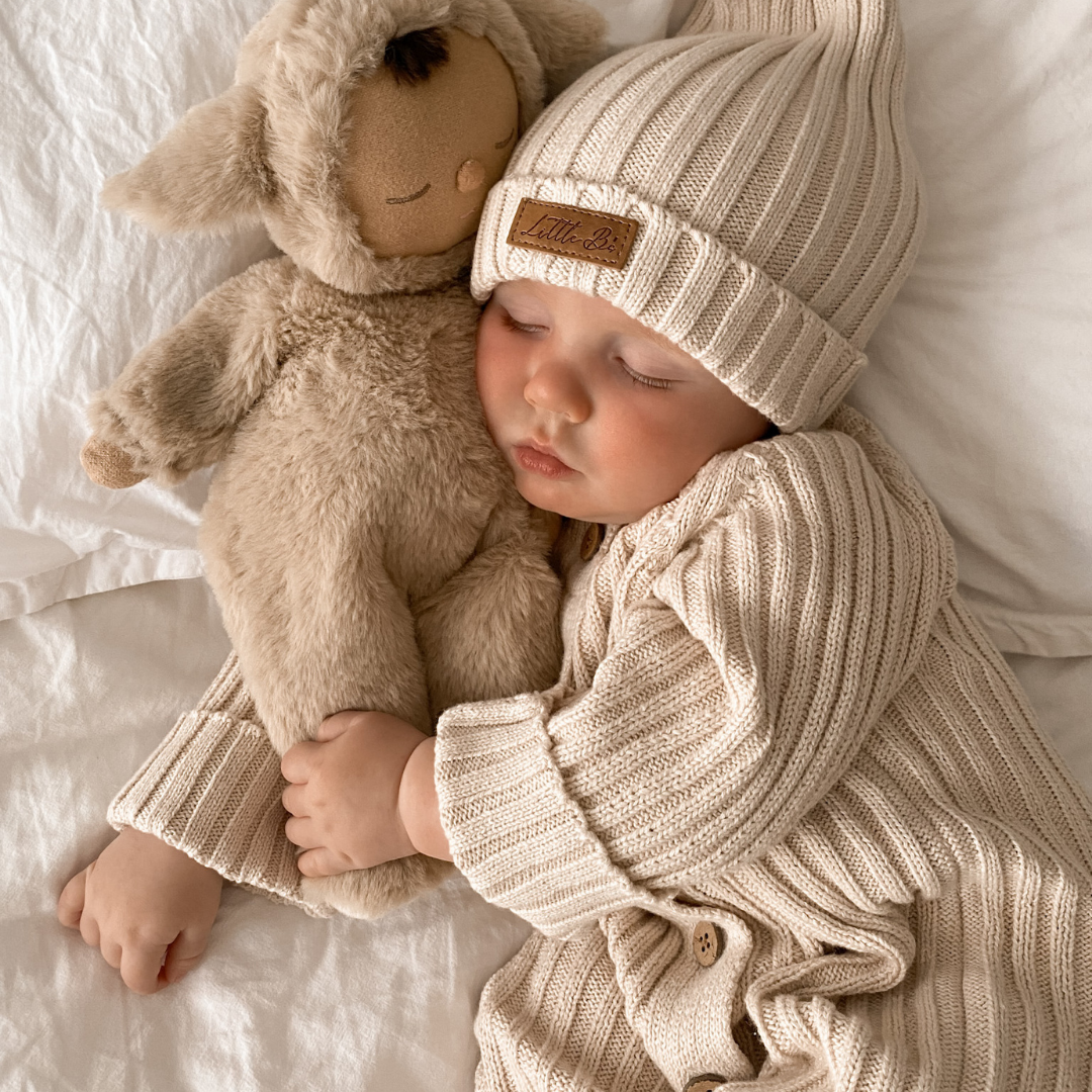 Little B's Knitted Cotton Rib Romper - Honey Milk