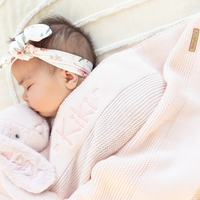 Personalised 100% Cotton Knit Baby Blanket - Light Pink