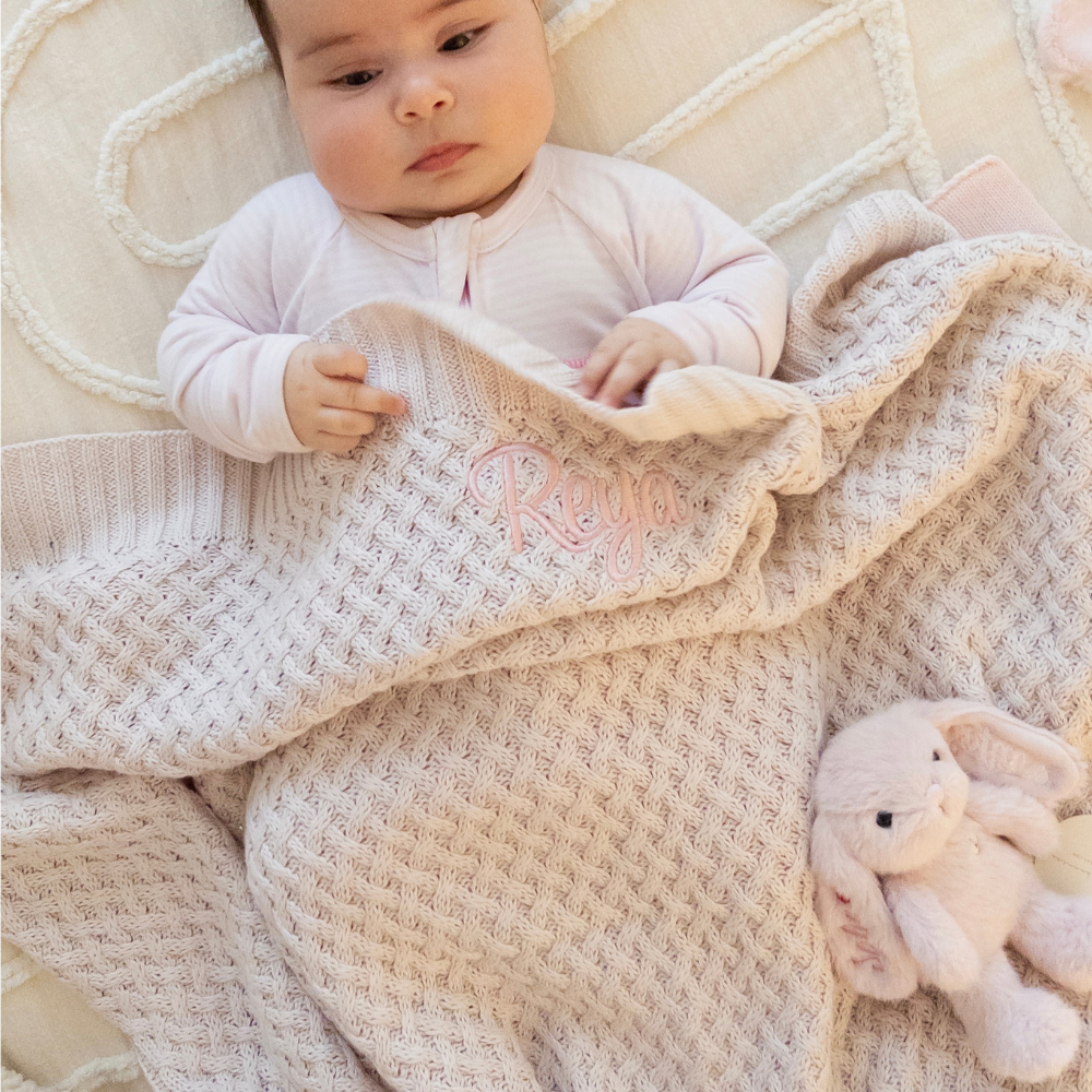 Snuggle Hunny - Personalised Knit Blanket | Warm Grey