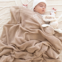 Personalised 100% Cotton Knit Baby Blanket - Beige