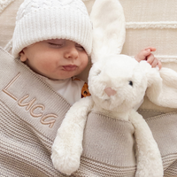 Personalised 100% Cotton Knit Baby Blanket - Stone
