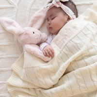 Personalised Baby Girl Blanket Gift Hamper - Blush Jellycat Bunny