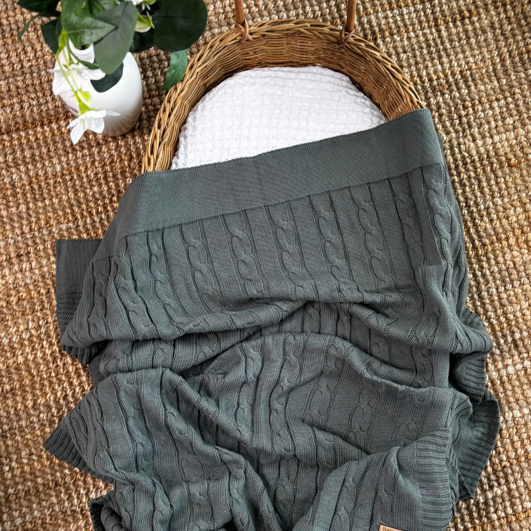 Personalised Baby Blanket - Forest Cable Knit