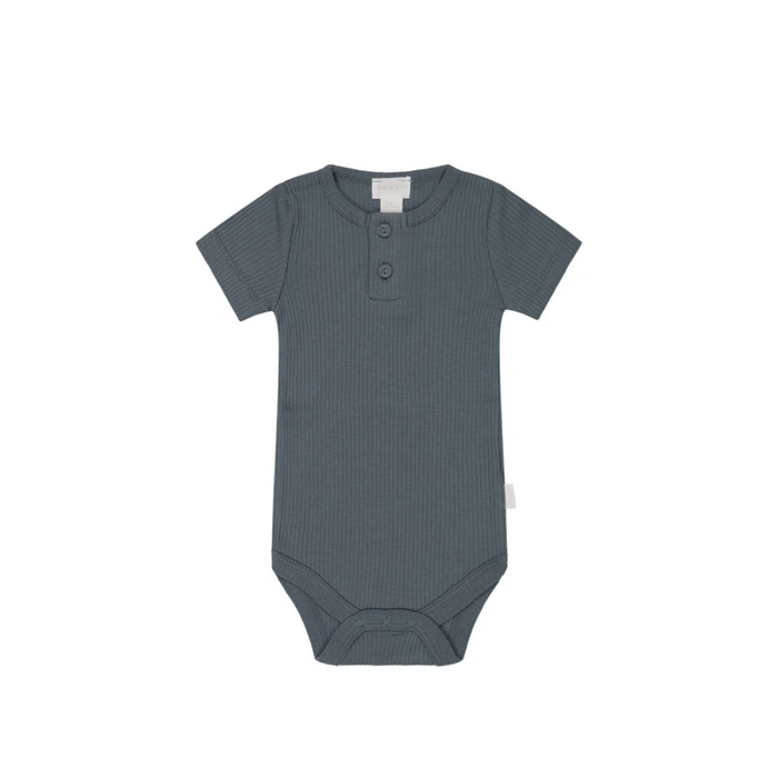 Jamie Kay Organic Cotton Modal Darcy Rib Tee Bodysuit | Smoke