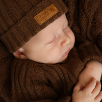 Little B's Knitted Cotton Rib Romper - Chocolate