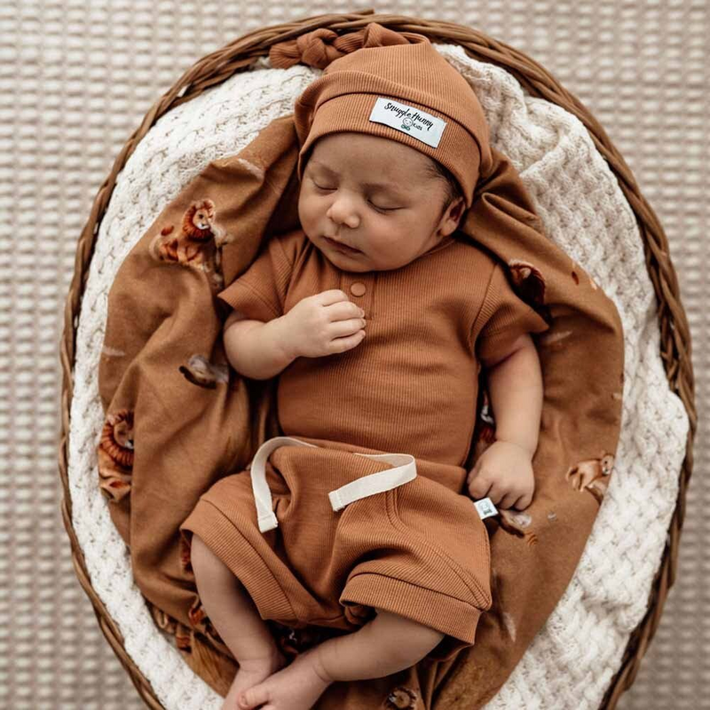Snuggle Hunny Ribbed Organic Knotted Beanie | Chestnut