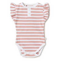 Snuggle Hunny Short Sleeve Bodysuit | Rose Milk Stripe